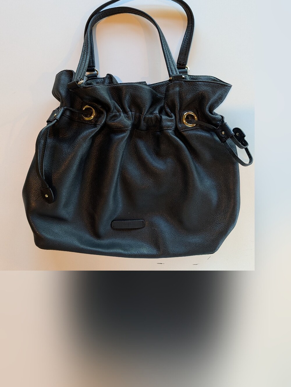 Cole Haan Pebble Leather Slouchy Hobo Bag Black W/Gold Hardware Zippers Large